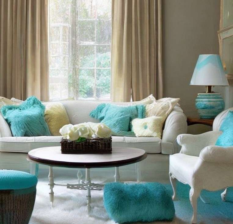 cream and aqua living room clur cmbintin