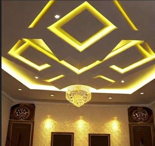 false ceiling designs for hall with yellow lights