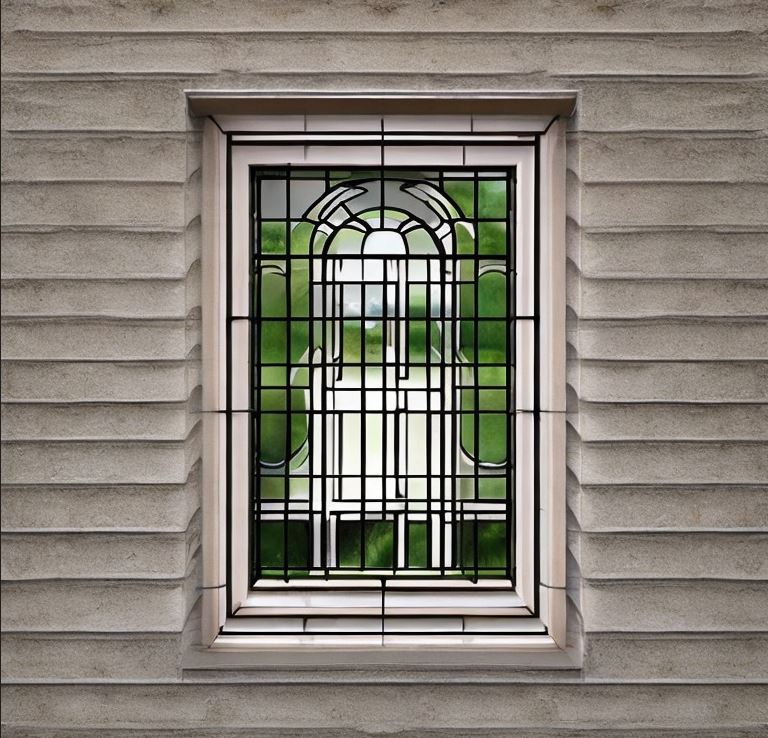 framed window grill design