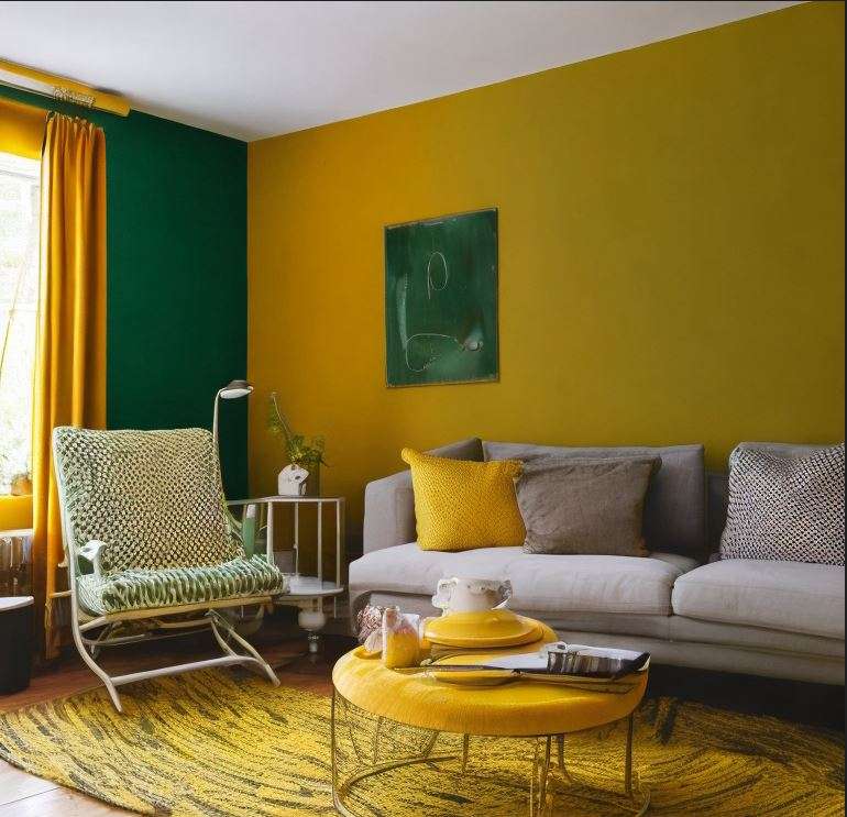 green and mustard yellow for walls