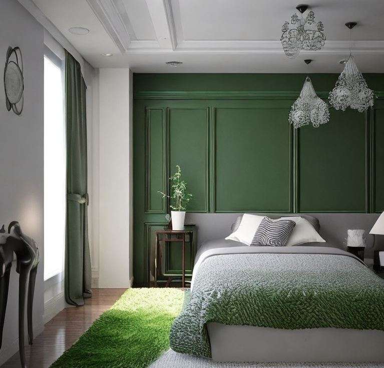 grey and green colour combination walls