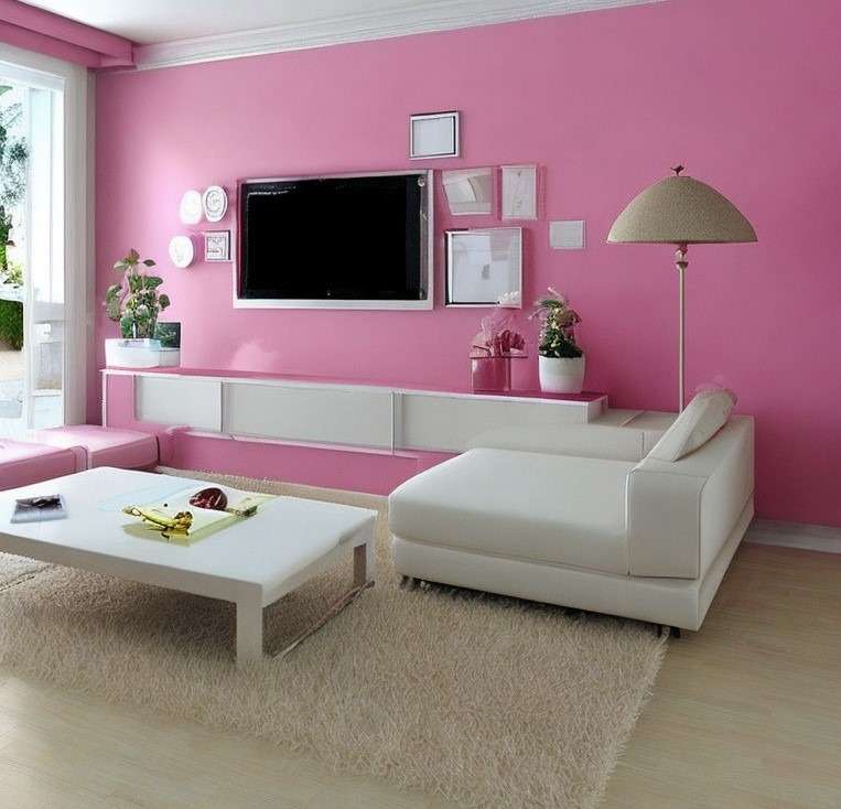 high quality pink and white living room wall clur cmbintin