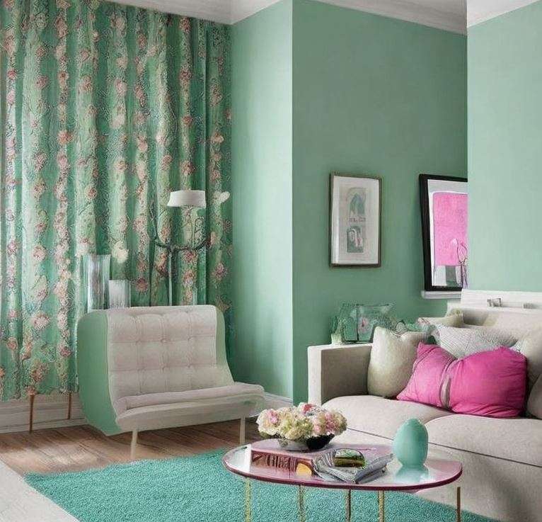 mint green colour combination walls