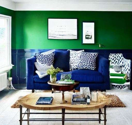 navy and green colour combination walls