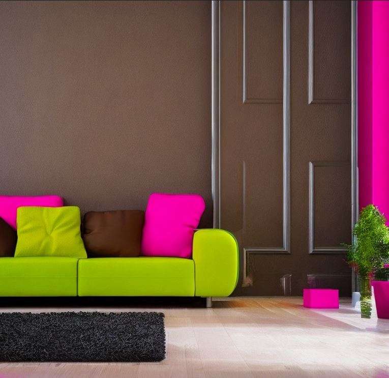 neon_and_brown_colour_combination_for_wall