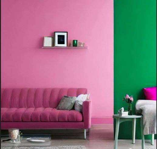 pink and green colour combination for walls