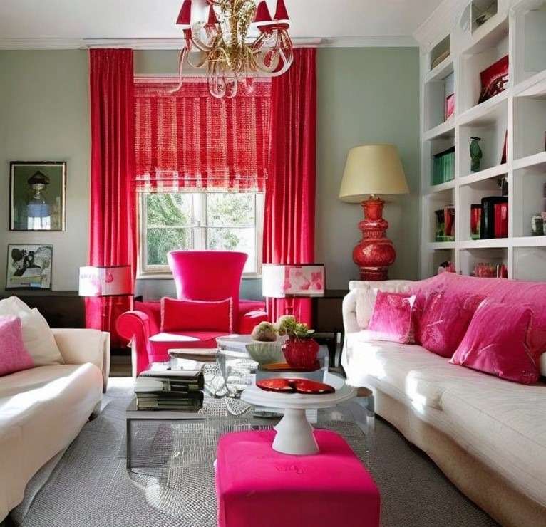 pink and red color combination interior design