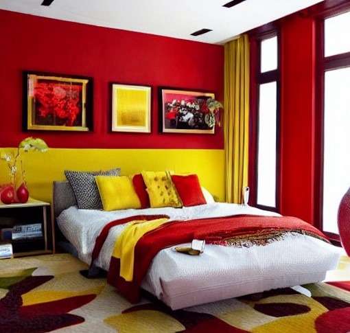 red and yellow color combination interior design