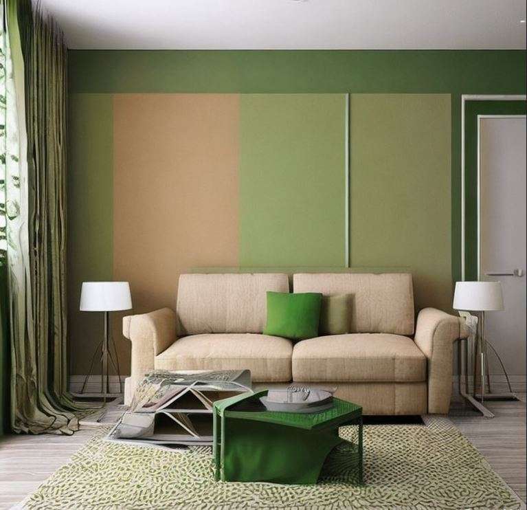 tan and green colour combination for walls