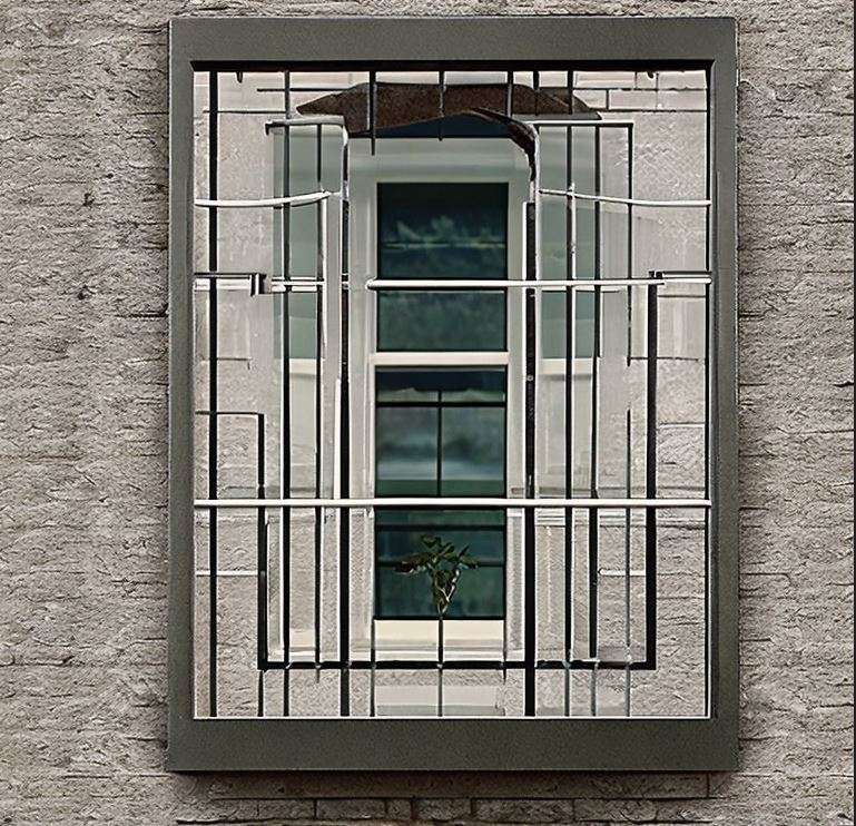 wall mounted metal window grill design