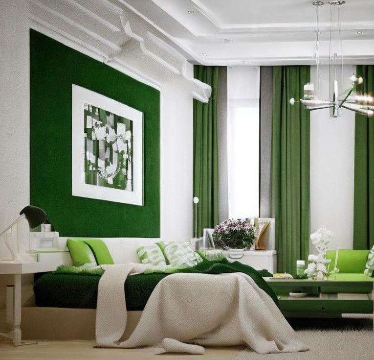 white and green colour combination for walls