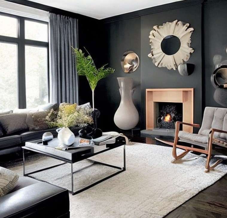 Charcoal Black Wall Paint Colors For Living Room