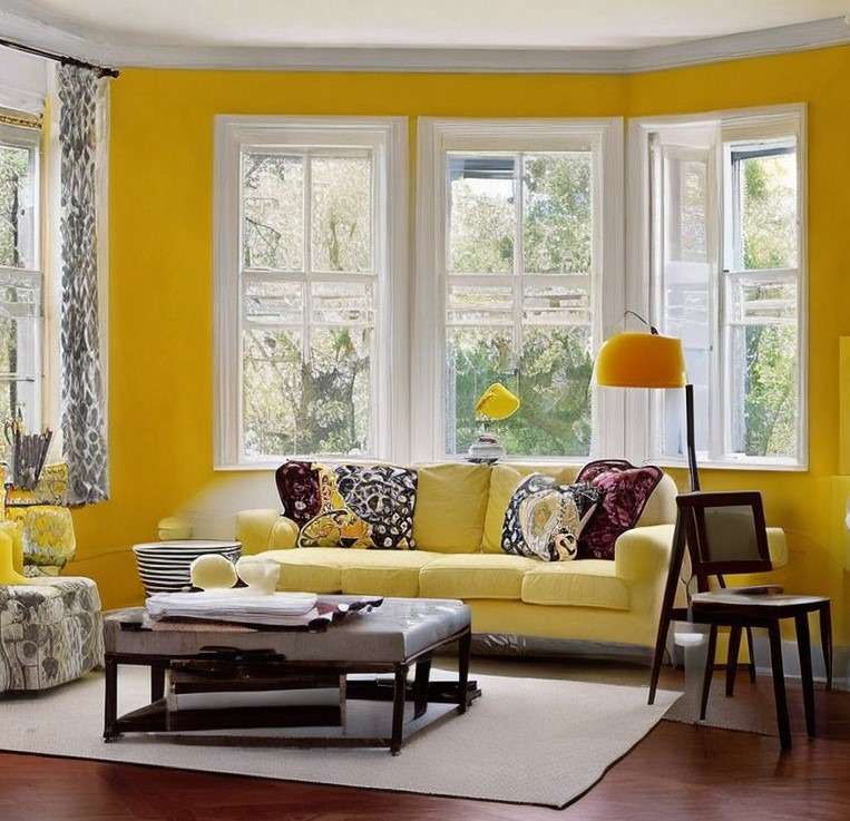 Cheerful Yellow Wall Paint Colors For Living Room