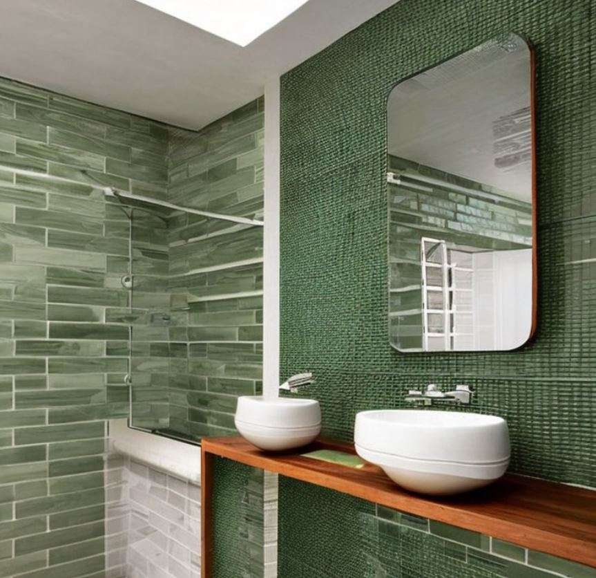 Earthy Green Bathroom Tiles Design