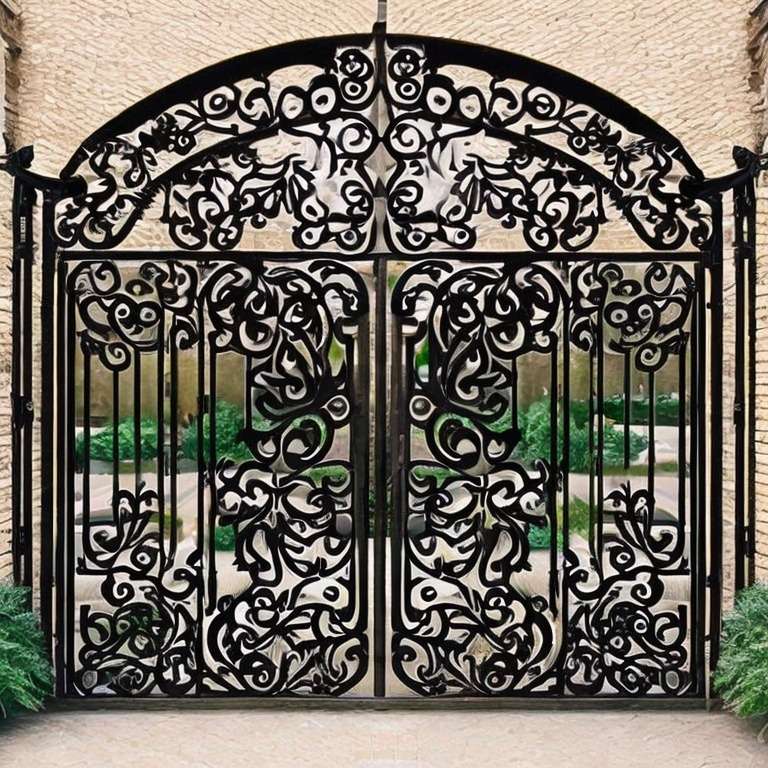 Gate grill design with floral patterns