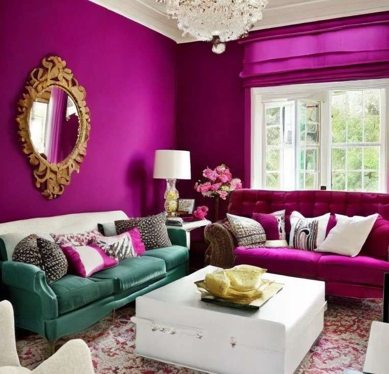 Glamorous Magenta Paint Color for Living Room
