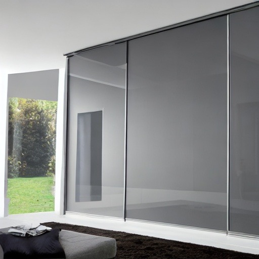 Glass Finish Sliding Wardrobe Design 