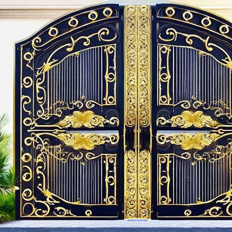 Main Gate Grill Design with Golden Elements