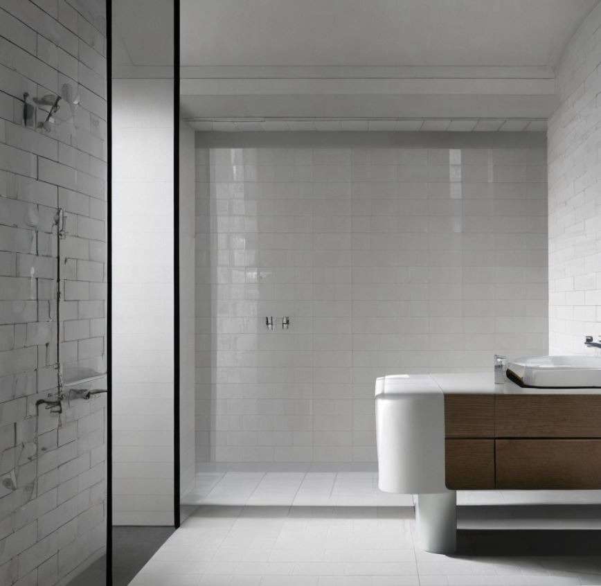 Minimalist White Bathroom Tiles Design