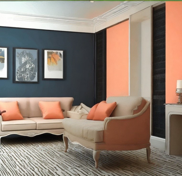 Peach Colour Combination for Living Room