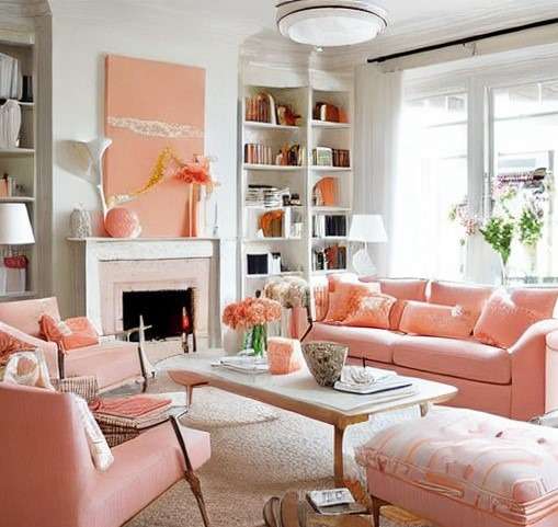 Peach and white colour combination for interior