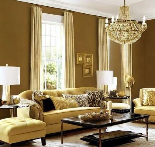Regal Gold and Beige Paint Colors for Living Room