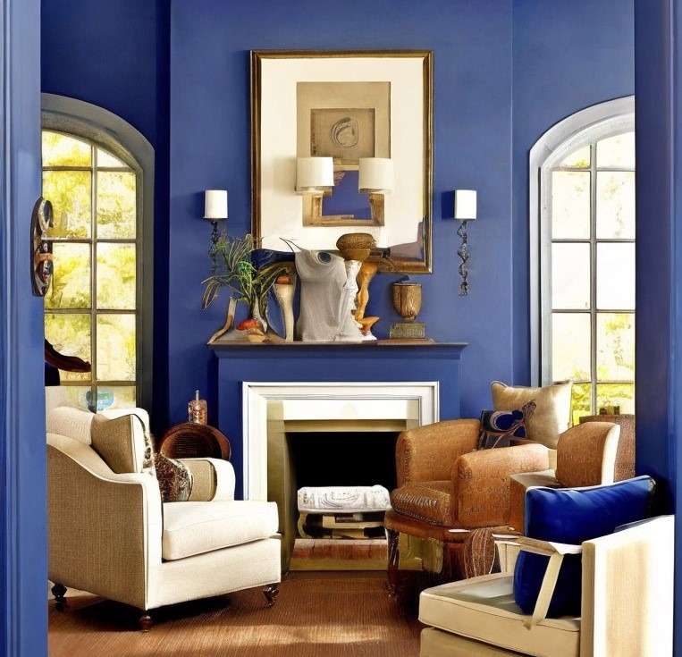 Rich Persian Blue Wall Paint Colors For Living Room