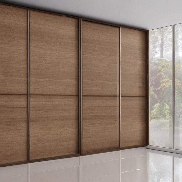 Sliding Wardrobe Design With a Hint of Walnut Finish