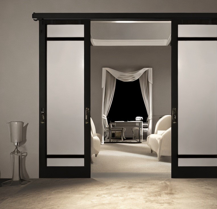 Sliding double door design in film noir