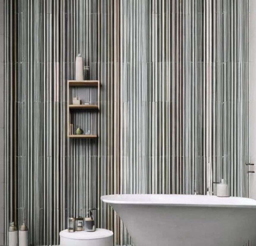 Vertical Patterned Bathroom Tiles Design