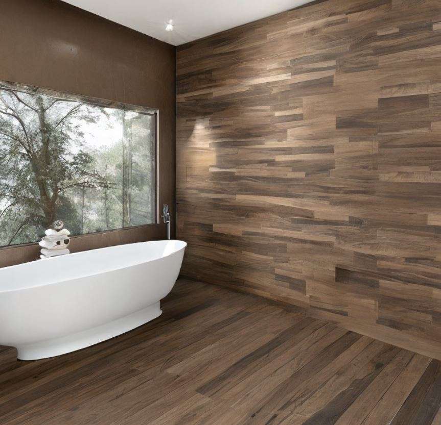 Wood-Look Bathroom Tiles Design