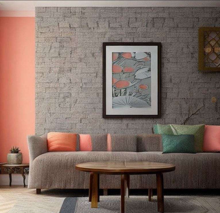 coral and peach colour combination for wall