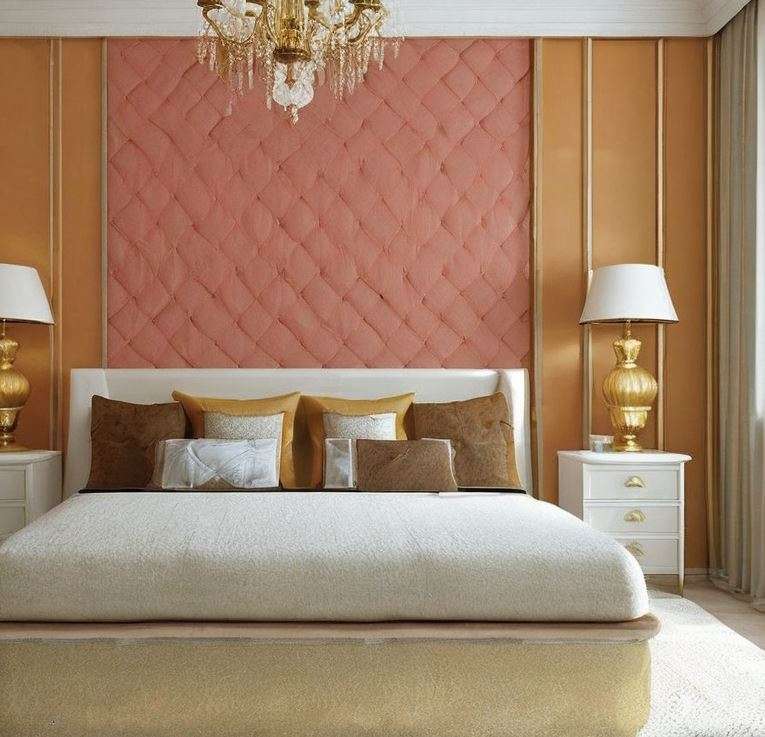 gold and peach colour combination for wall