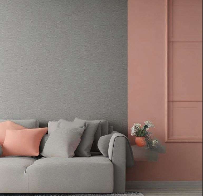 grey and peach colour combination for wall