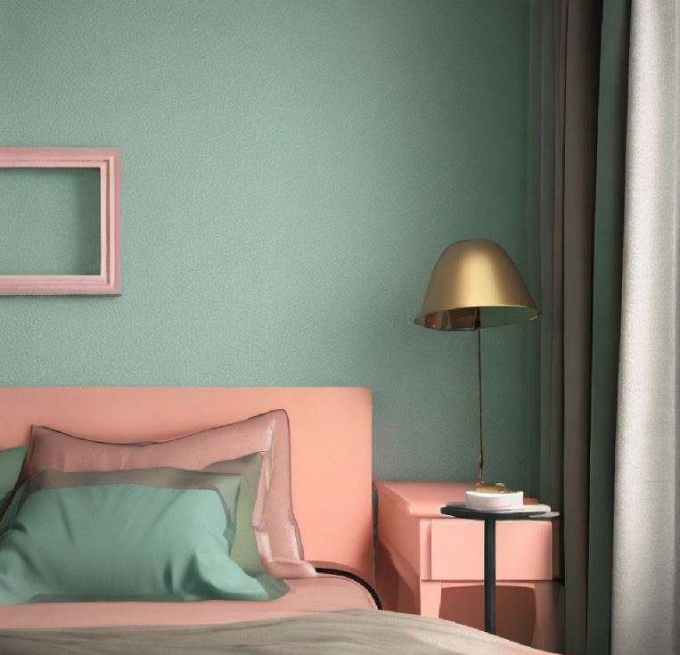 mint green and peach colour combination for wall