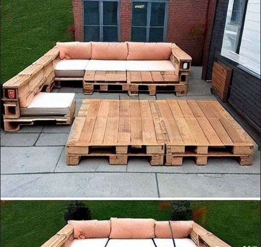 rooftop patio with pallet furniture