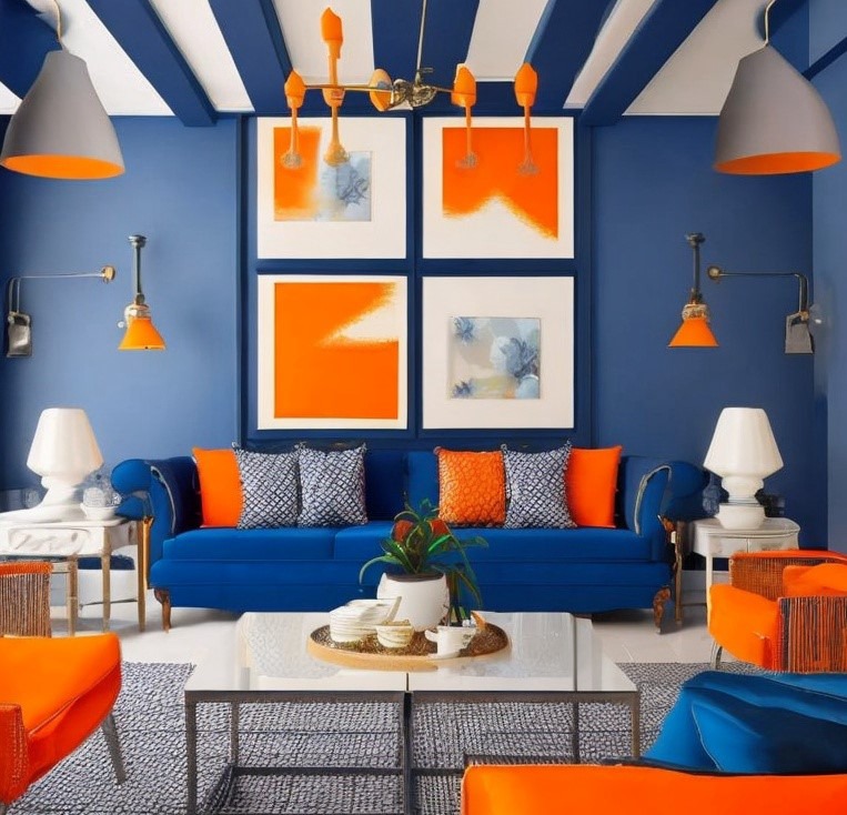 A Fresh Orange and Blue Interior