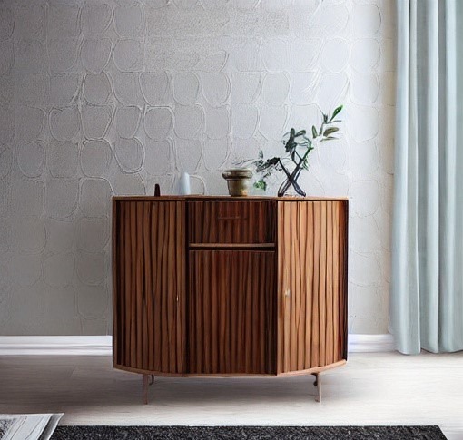Artistic Expression Designer Curved Wooden Cabinet