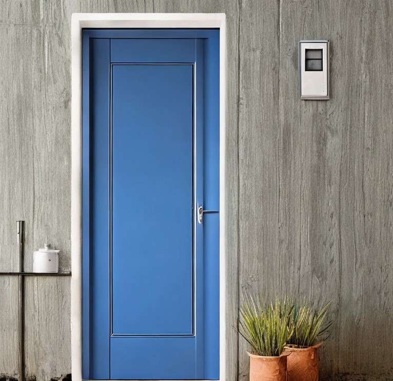 Blue Flush Door Design 