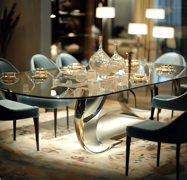 Crystal Clarity Glass Dining Table Design 