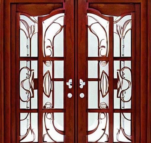Doorway Made of Wood with a Side Panel of Glass