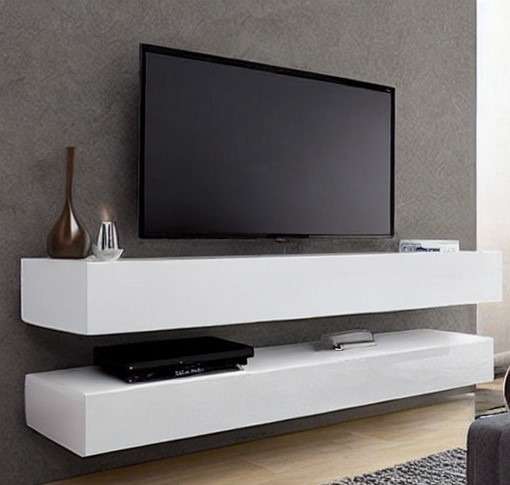 Floating White TV Cabinet Minimalist Elegance