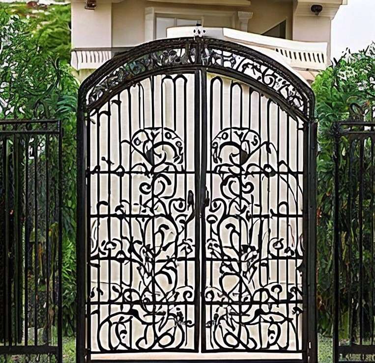 Floral Print Entrance Iron Gate Design