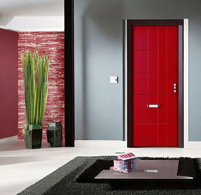 Flush Door Design in Vibrant Red 