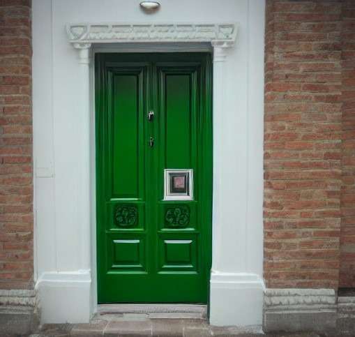 Flush Door Design with a Beautiful Green Colour Scheme 
