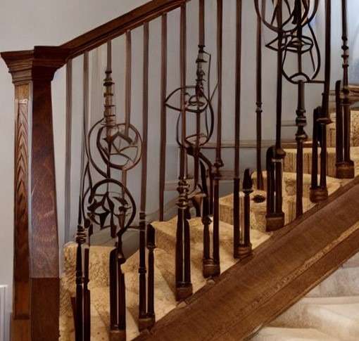Geometric Patterns Balusters In Railing Design For Stairs 