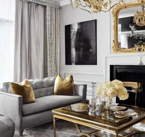 Grey and Gold Luxurious Interior Design
