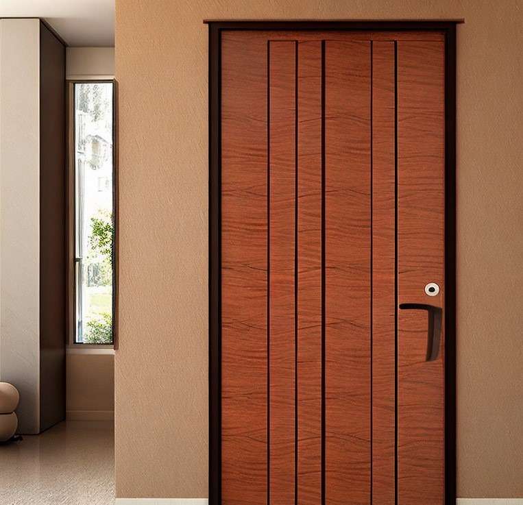 Intriguing Brownish Orange Wood Flush Door Design