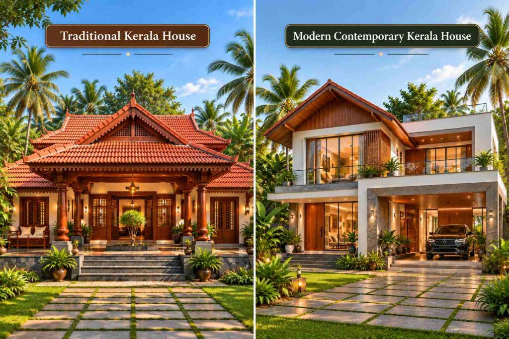 Kerala House Style Traditional vs Modern Contemporary