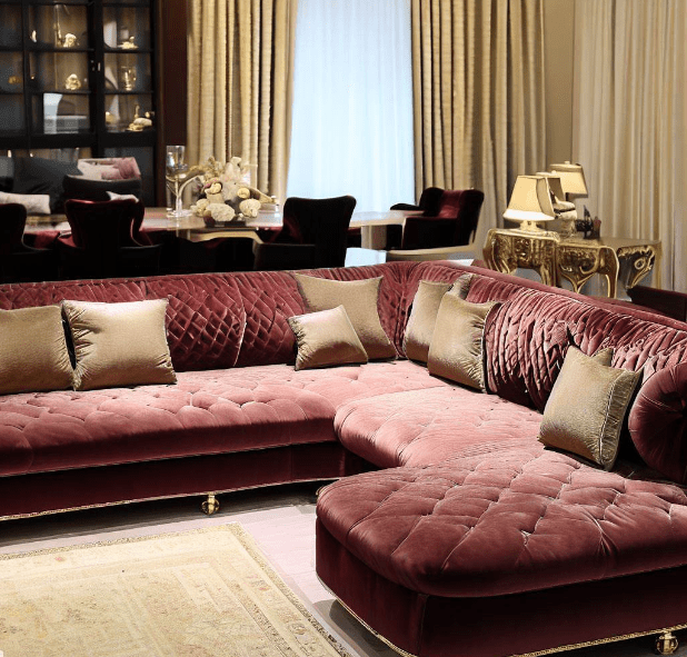 Luxury Sectional Sofa Design With Velvet Upholstery